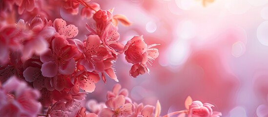 Aufkleber - Flowering pink blossoms on a tree with a nature-themed copy space image.