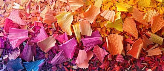 Poster - A colorful assortment of pencil shavings arranged neatly with ample copy space for text or images.