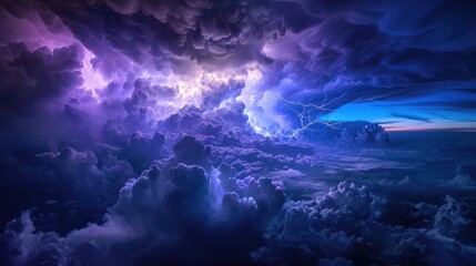 Dark and dramatic panorama of a nighttime storm with thunder, lightning, and rain in the summer , storm, thunderbolt, thunderstorm, lightning, rain, dark clouds, dramatic, atmospheric