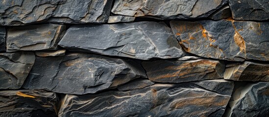 Poster - Abstract stone pattern against a black backdrop with copy space image.