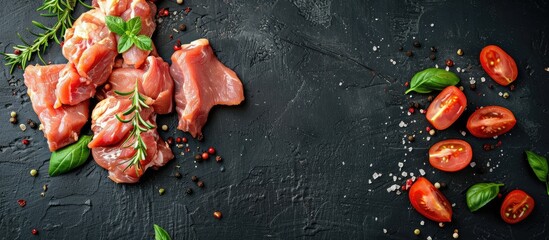 Poster - Meat or chicken pieces, with copy space image.