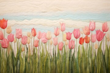 Wall Mural - Tulip painting textile pattern.