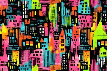 Sticker - Buildings pattern backgrounds abstract graphics.