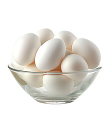 bowl of white eggs isolated on transparent background