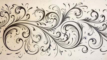Wall Mural - Elegant scroll with intertwined flourished calligraphy, perfect for creating beautiful and unique wedding invitations or greeting cards