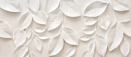Canvas Print - white texture background with leaves pattern