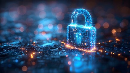 Blue-hued digital padlock icon on a dark blue background, highlighting fraud prevention technology