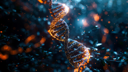 a close up abstract of double helix on the dark background