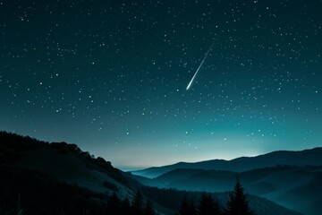a single meteor in a clear night sky, symbolizing sudden flashes of inspiration and ideas.