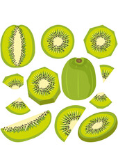 Poster - Set digital collage of cut kiwi