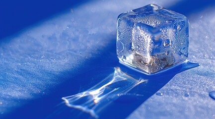 Wall Mural - ice cubes on blue background