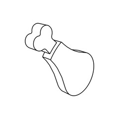 Poster - The outline of a large chicken's leg symbol is made with black lines. 3D view of the object in perspective. Vector illustration on white background