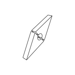 Poster - The outline of a large compass symbol is made with black lines. 3D view of the object in perspective. Vector illustration on white background