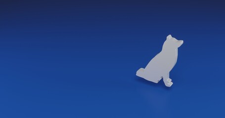 Poster - Isolated realistic white dog symbol with shadow. Located on the right side of the scene. 3d illustration on transparent background