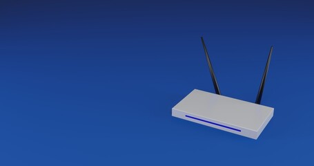 Poster - Isolated realistic white router symbol with shadow. Located on the right side of the scene. 3d illustration on transparent background