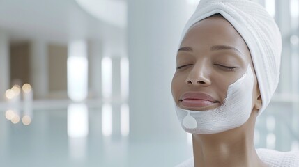 Poster - An eye-catching video for a high-end skincare line, showing models applying the products in a serene spa setting, with close-ups of the product textures and the models' radiant skin, emphasizing