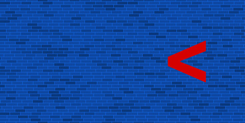 Wall Mural - Blue Brick Wall with large red less symbol. The symbol is located on the right, on the left there is empty space for your content. Vector illustration on blue background