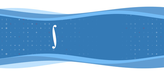 Poster - Blue wavy banner with a white integral symbol on the left. On the background there are small white shapes, some are highlighted in red. There is an empty space for text on the right side