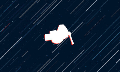 Poster - Large white vise symbol framed in red in the center. The effect of flying through the stars. Vector illustration on a dark blue background with stars and slanted lines
