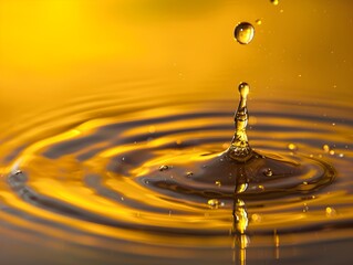 Poster - Vibrant Droplet of Oil Creating Captivating Ripples on a Smooth Water Surface