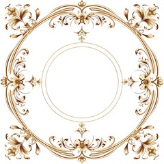 Poster - Elegant Circular Line Frame with Intricate Corner Designs on White Background  Classic Simple Ornamental Border Concept  Copy Space