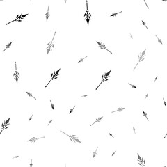 Poster - Seamless vector pattern with mystical Spear symbols, creating a creative monochrome background with rotated elements. Illustration on transparent background