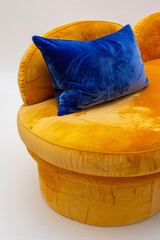 Wall Mural - Yellow velvet sofa with pillows