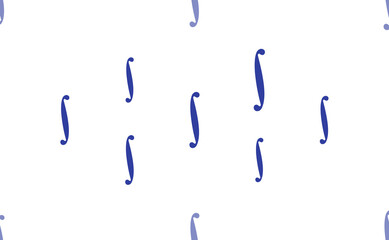 Poster - Seamless pattern of large isolated blue integral symbols. The pattern is divided by a line of elements of lighter tones. Illustration on light transparent background