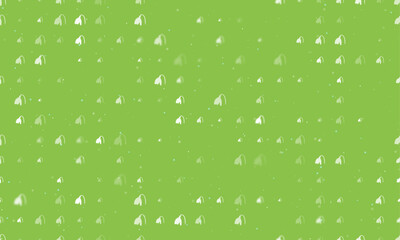 Poster - Seamless background pattern of evenly spaced white snowdrops of different sizes and opacity. Vector illustration on light green background with stars