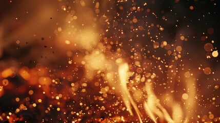 Poster - Close-up of fiery flames with sparks flying in the air