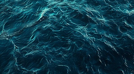 Wall Mural - Close-up of the deep blue sea surface with a textured pattern of ripples and waves