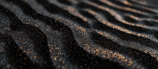 Canvas Print - Black Sand Dune and Macro Photography of Beach Sand in Black Color