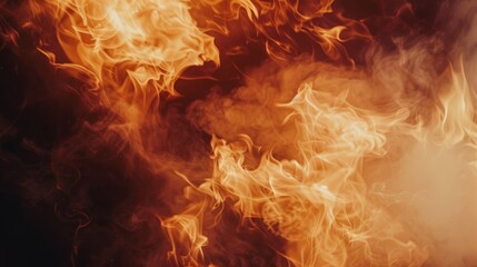 Poster - Dramatic fire flames rising high with intense heat and smoke