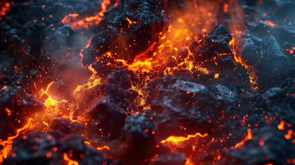Leinwandbilder - Fiery inferno with roaring flames and glowing coals