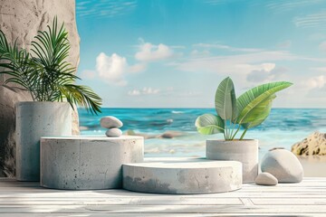 Poster - Product podium with beach summer outdoors nature.