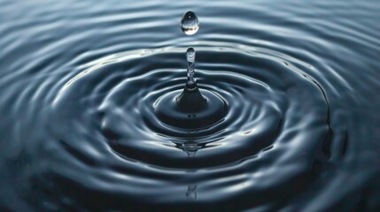 Aufkleber - high-speed capture of a water drop making contact with a serene water surface, with detailed circula