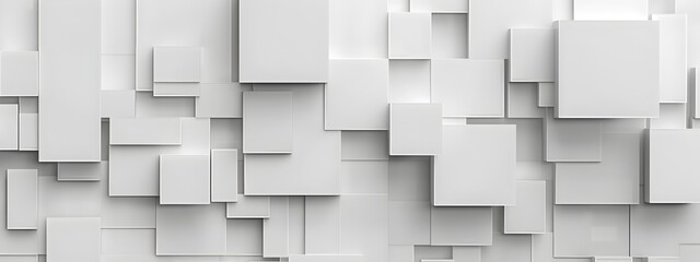 Poster - Abstract white background with squares and geometry, 3d rendering. Simple geometric shapes on the wall in white color. Background for presentation or banner design