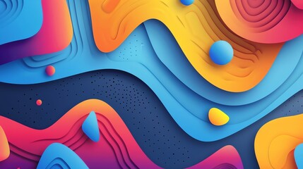 Wall Mural - Abstract colorful background with wavy shapes and 3D effect.