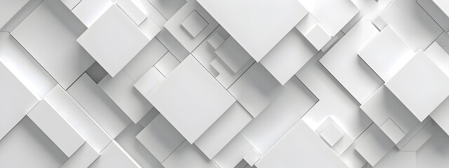 Wall Mural - White background with squares, minimalist style, 3D rendering. The square pattern is made of soft white color blocks, creating an abstract and modern design for commercial or corporate presentation. W