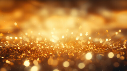 generated illustration of golden bokeh, raining light, blurry lights, blurry background, gold confettis