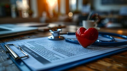 stethoscope clipboard heart medical uniform closeup