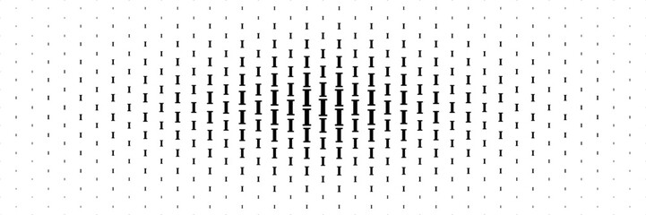 Poster - horizontal halftone of black capital letter i spreading from center for pattern and background.