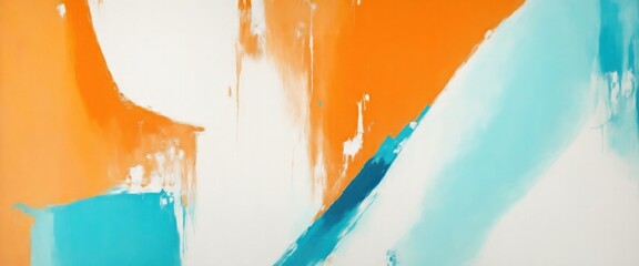 Wall Mural - Abstract art background oil painting Orange and white, Turquoise blue