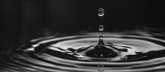 Wall Mural - Water Droplet Impact: A Splash of Black and White