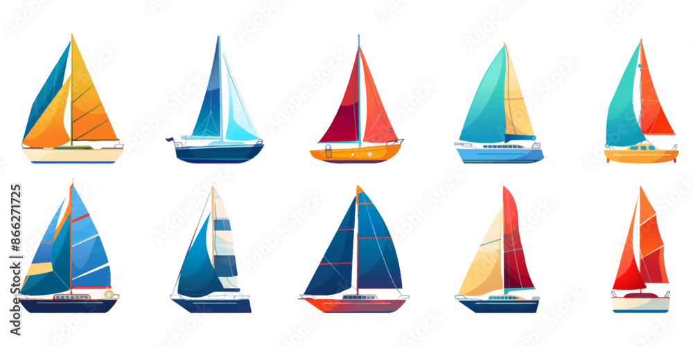 Set of sailboat icon isolated on a white background Stock Vector ...