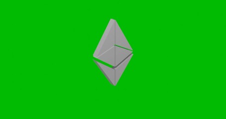 Poster - animation of rotation of a white ethereum symbol with shadow. simple and complex rotation. seamless 