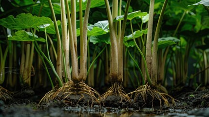 Canvas Print - The typical height of the Black Jack taro plant can range from 1 5 to 2 meters characterized by a creeping rhizome root