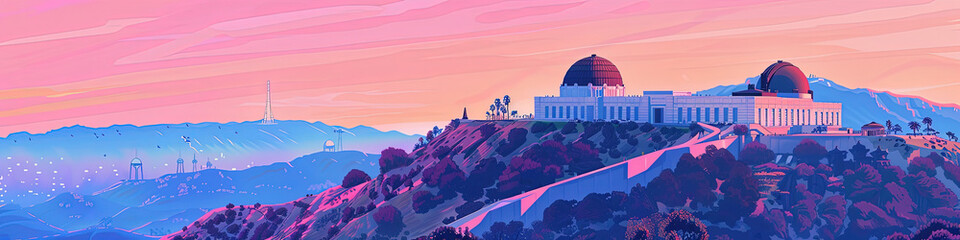 Wall Mural - Exploring Griffith Observatory, Los Angeles - Ultra-Detailed Illustration