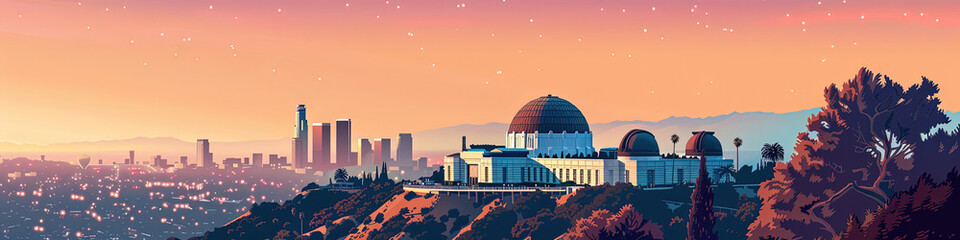 Wall Mural - Exploring Griffith Observatory, Los Angeles - Ultra-Detailed Illustration