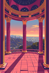 Wall Mural - Exploring Griffith Observatory, Los Angeles - Ultra-Detailed Illustration